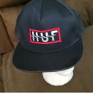 HUF Custommade Black Cap with Red Logo